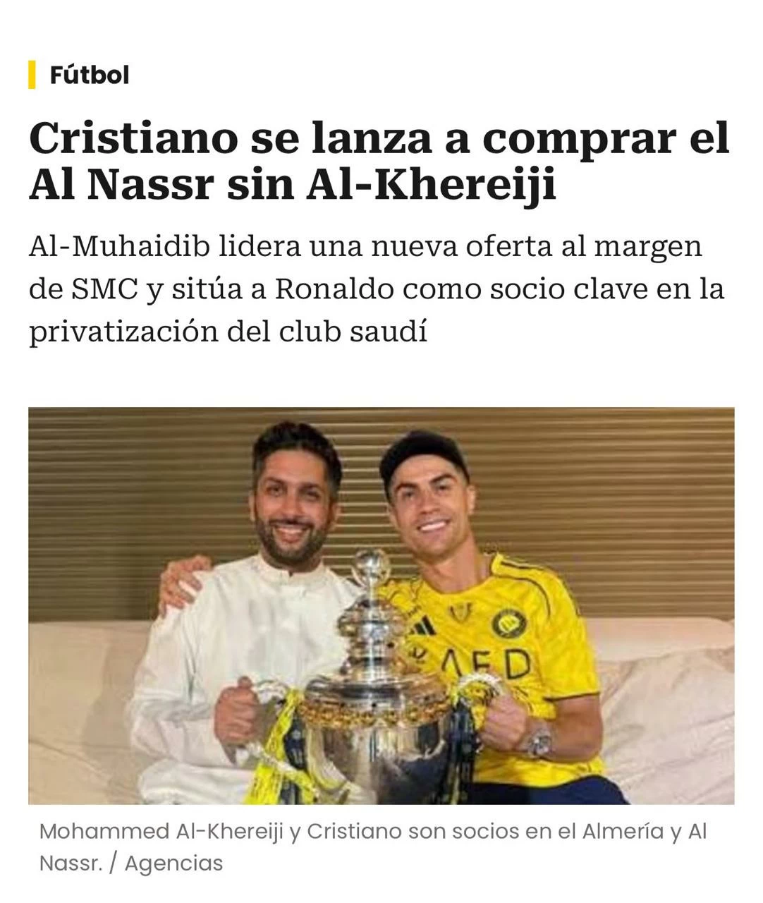 عاجل | رونالدو من الملعب للإدارة: تحالف مع المهيدب وفيصل بن تركي لشراء النصر