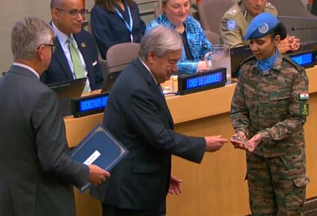 Indian Woman Combat Helicopter Pilot Receives UN Peacekeeping Award