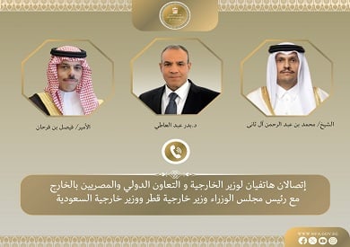 وزير الخارجية يبحث هاتفياً مع نظيريه السعودي والقطري تطورات الأزمة الإيرانية