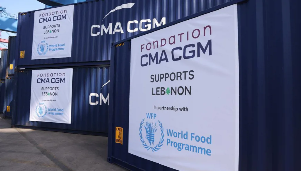 مبادرة إنسانية جديدة في لبنان… Fondation CMA CGM تنقل 1000 طن من المساعدات الإنسانية التابعة لبرنامج الأغذية العالمي